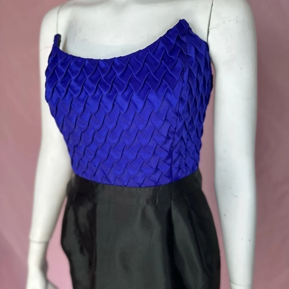 Reiss silk & cotton strapless purple black mini dress, size 6